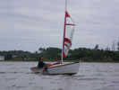 BSD reefed batwing expedition sail rig on sea kayak at Cedar Island