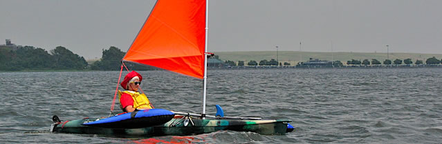 kayak sailing with BSD batwing sails