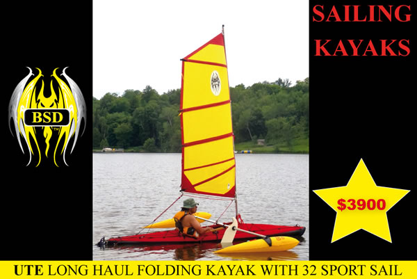 UTE LONG HAUL, folding kayak with 32' Sport sail