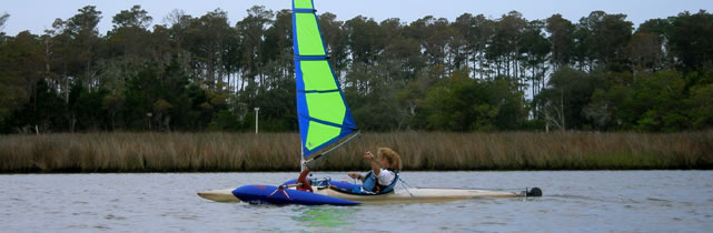kayak sailing with BSD Batwing kayak sails