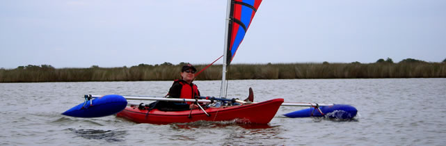 kayak sailing with BSD Batwing kayak sails